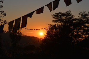 Sunset at Bir, a Tibetan refugee colony not far from Manali, India.
