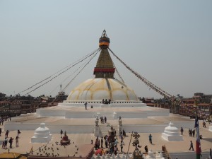 The Buddhist Bodhnath Stupa.